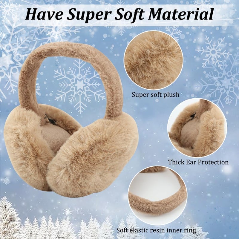 Ranjaner Winter Ear Muffs Women, Faux Fur Winter Girls Fuzzy Earmuffs, Foldable Fluffy Ear Covers, Outdoor Warm Ear Covers - Image 3